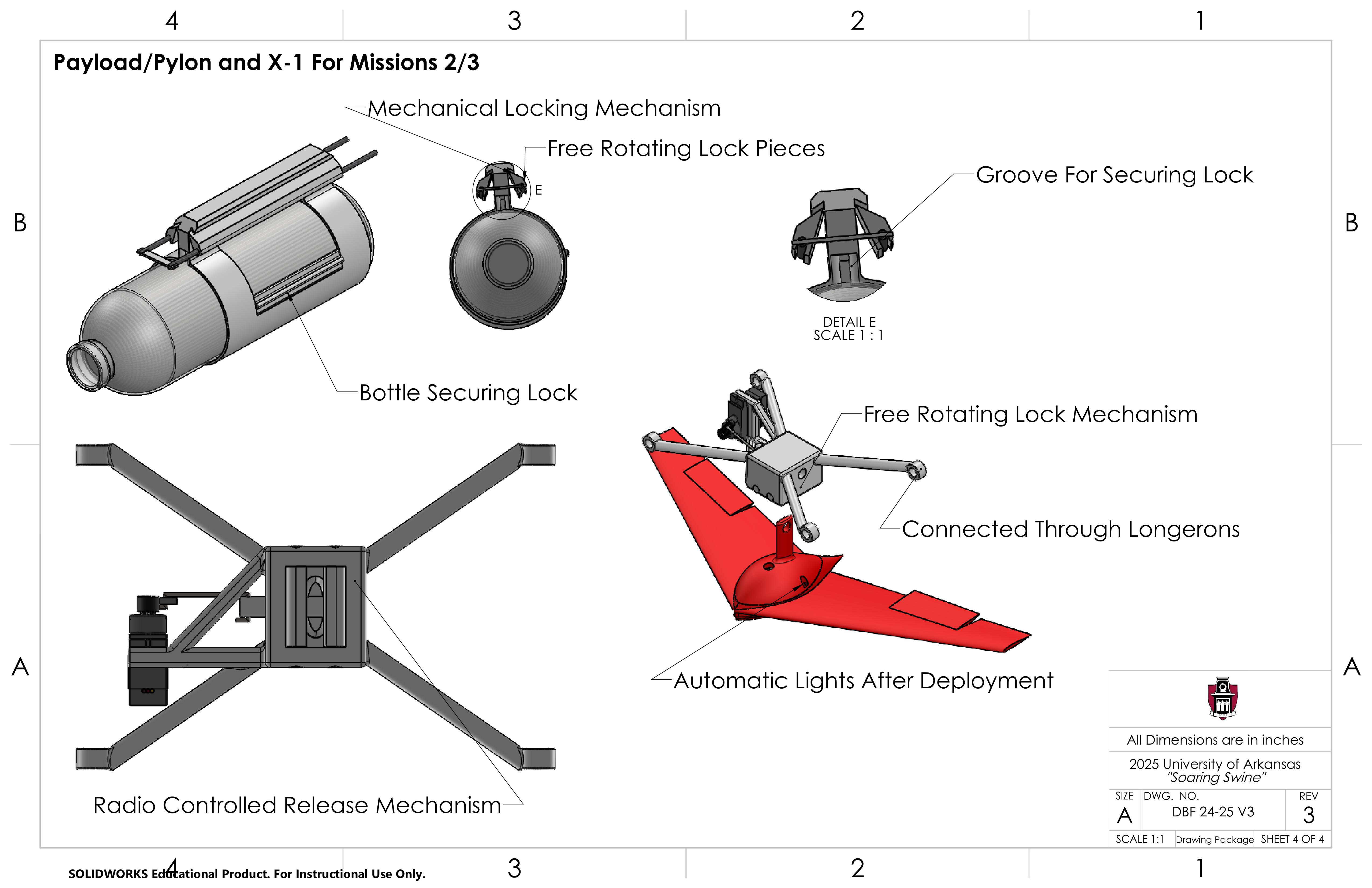 Payload, pylon, and X-1 sub-aircraft drawing